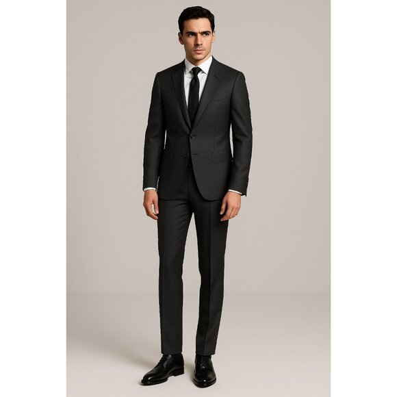 Pal Zileri Men's 2-pc Wool Suit MADE IN ITALY 35R Gray Black Check Sleek Preppy - Picture 1 of 16